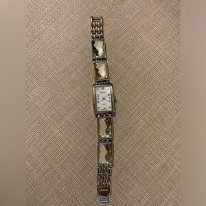 NEW Persona Silver Ladies Mother Of Pearl Face Bracelet Watch Rhinestone
